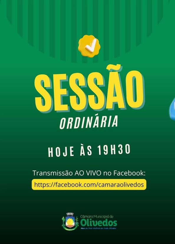 📢 Hoje tem Sessão Ordinária!