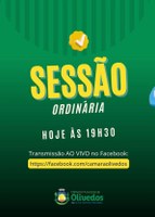 📢 Hoje tem Sessão Ordinária!