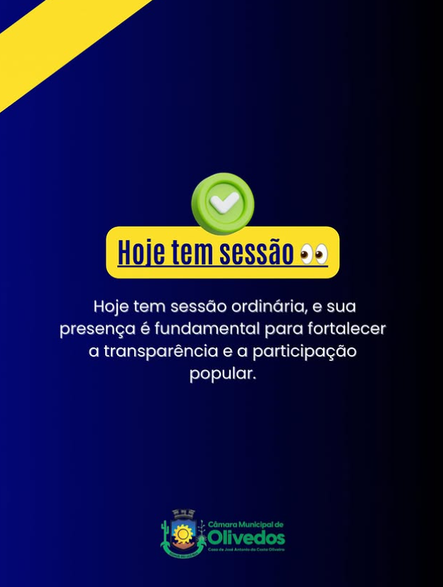 🕢 Hoje, às 19h30 📍 Participe, acompanhe e fique por dentro das matérias, debates e decisões que impactam o nosso município.