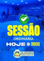 ✅Hoje tem sessão ordinária na Câmara Municipal de Olivedos!