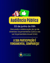 A Câmara Municipal de Olivedos convida toda a população para participar da Audiência Pública que será realizada no dia 03 de junho, às 09h00, no plenário da Câmara Municipal.