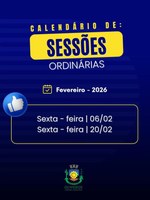 CALENDÁRIO DE SESSÕES ORDINÁRIAS