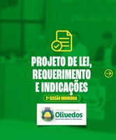 Proposituras apresentadas na 2° Sessão Ordinária 